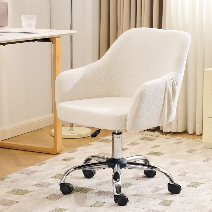 Chaise de Bureau Pivotante Fauteuil de Bureau réglable en Hauteur pour Chambre à Coucher et Coiffeuse Beige