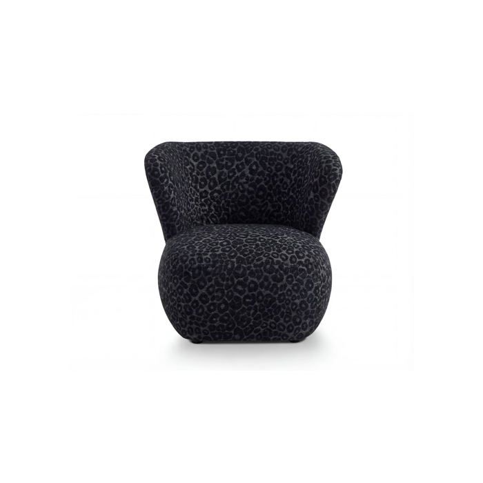 CAPRI - Fauteuil tissu imprimé animalier - Noir