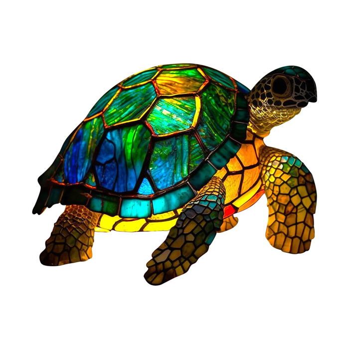 1 Lampe de table vitrail style rétro motif animaux résine teintée décoration chambre salon .