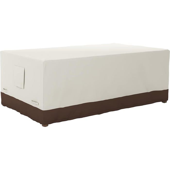 Housse Table Jardin Rectangulaire Beige 190 5 x 114 3 cm Polyester Imperméable Sangles Fixation Protection Patio