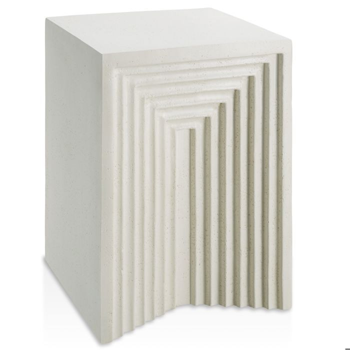 Table dappoint - TECTAKE - Table dappoint rectangulaire ALINE Structure en relief sur les côtés - Crème