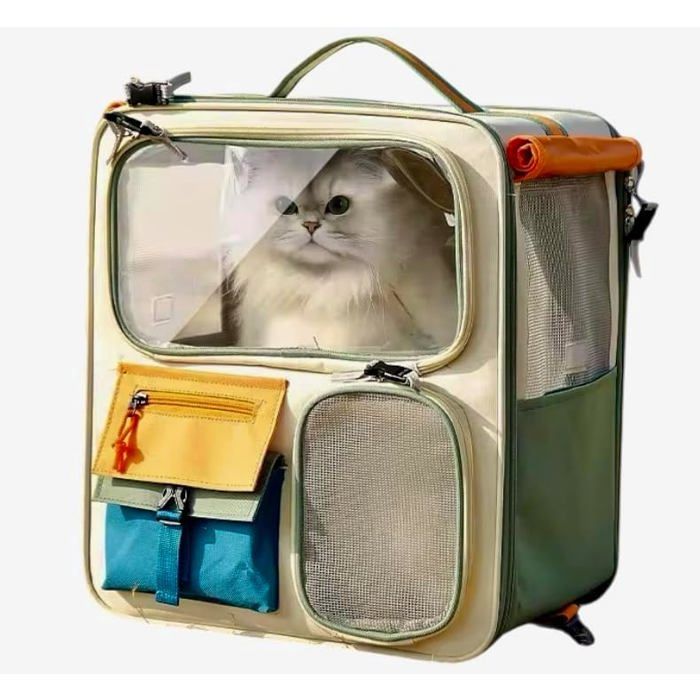 Sac à dos pour chat et petit chien sac de transport à main grande capacité respirant pliable vert sauge