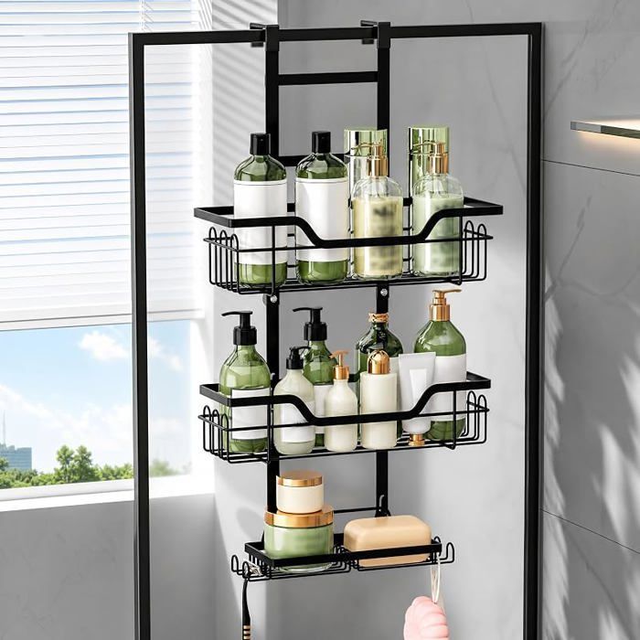 Étagère de Douche à Suspendre pour Porte en Verre Organisateur de Douche Porte Shampoing Sans Perç PORTE ACCESSOIRE DE SALLE DE B