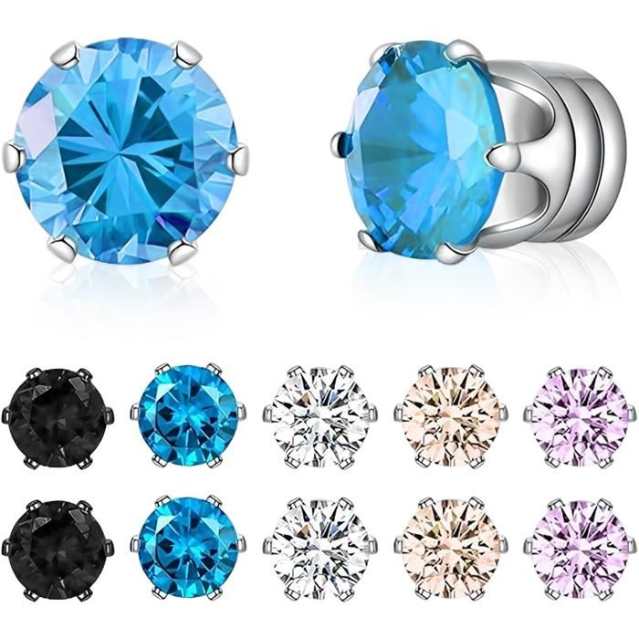 5 Paires Boucle DOreille Homme Aimant Boucles DOreilles Magnétiques 6Mm Boucle Aimantée Homme Sans Piercing Fausse Boucle [PP55]