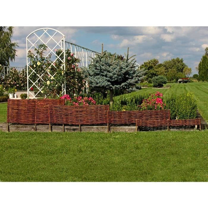 Palissades en osier - cadre de lit - clôture en osier - bordure de pelouse - palissade - produit ue (100x20 40 cm)[A224]