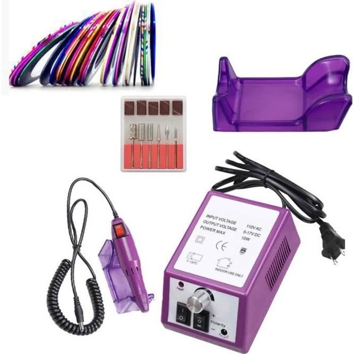 Kit Ponceuse à Ongles Polissoir Electrique 20000RPM Forme trapèze Professionel pour Ongle Pied Manucure Pédicure Femme homme-Violet