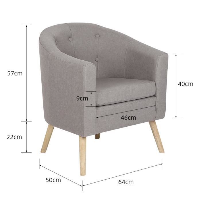 Fauteuil - Scandinave - Gris - Tissu - 1 place - Montage facile