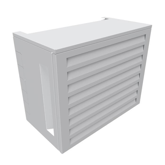 Cache Climatiseur et Pompe à Chaleur ATOLE - Ventelle Blanc - Aluminium Thermolaqué - T2 : H. 113 x L. 110 x P. 64 cm
