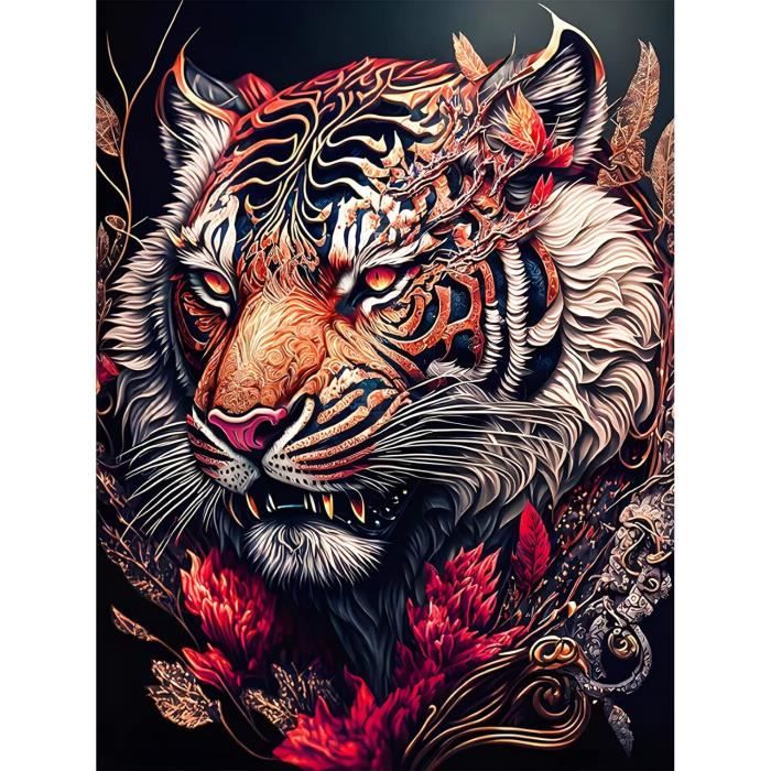 VAIIEYO Kit Diamond Painting 5D Completo – Tigre 30x40 Cm – Tela Animale Con Diamanti Rotondi, Strumenti Inclusi, Fai Da Te Per Decorazione Casa