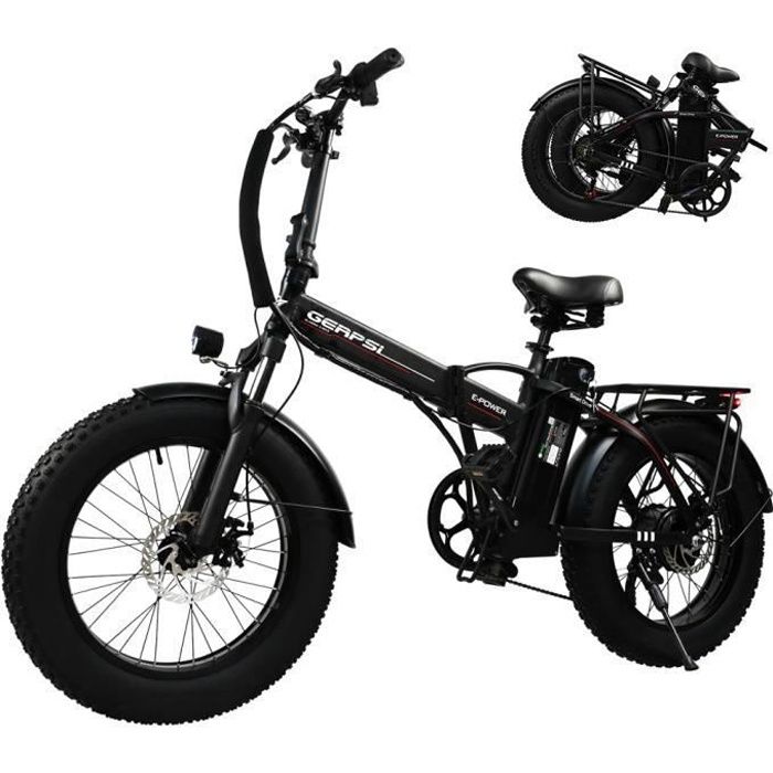 Velo electrique 20 Velo de ville pliable Moteur 500W Batterie 16AH Vitesse max 45KM H Shimano 7 vitesses Noir Cdiscount Sport