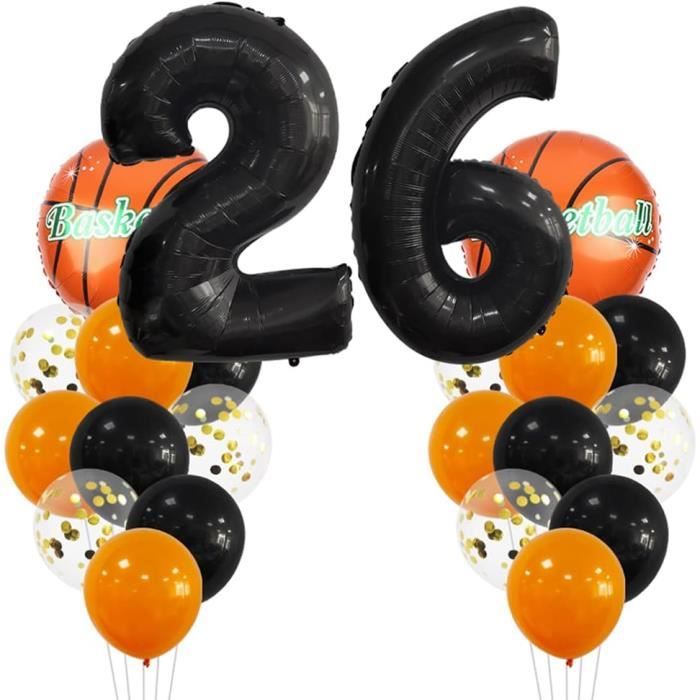 Grand Ballon De Basket-Ball - Décoration D'Anniversaire De 26 Ans - Numéro  26 - Ballon En Aluminium Orange Et Noir Pour Déco[u6815] - Cdiscount Sport