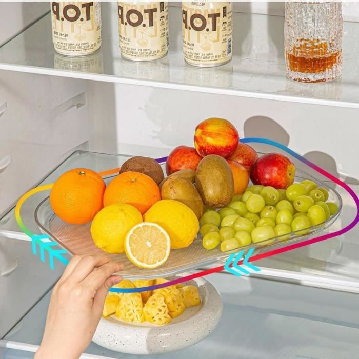 Bac Rangement Frigo Transparent, Plateau Tournant 360° Rotatif, Organisateur Frigo Avec Ventouse