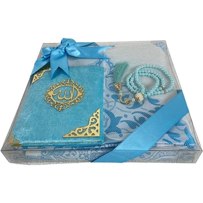 Coffret Cadeau Musulman Imani Aksa - Tapis De Prière, Tasbih 99 Perles Et Miswak - Noir - Idéal Ramadan, Aïd, Hajj, Umrah, Mariage
