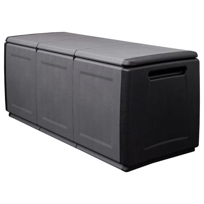 Coffre boîte meuble de jardin rangement 138 x 53 x 57 cm 330 litres gris fonce noir