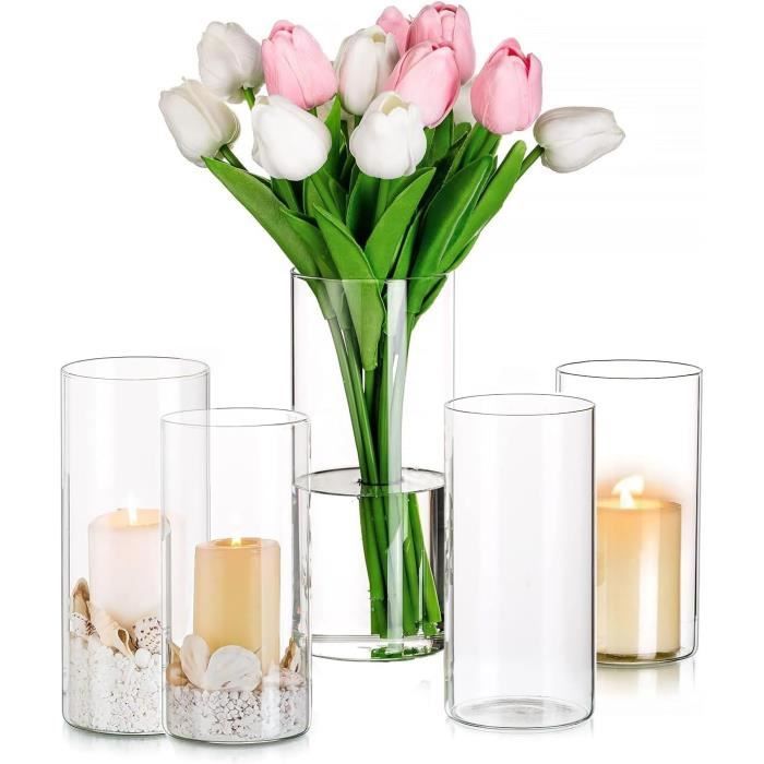 Set de 2 photophores en verre rose 10x10x12.5 cm | Leroy Merlin