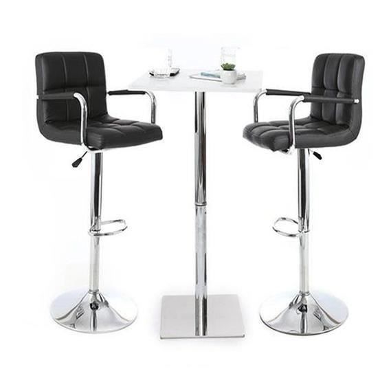 Tabouret de cuisine avec accoudoirs noir - Pivote à 360° - Lot de 2