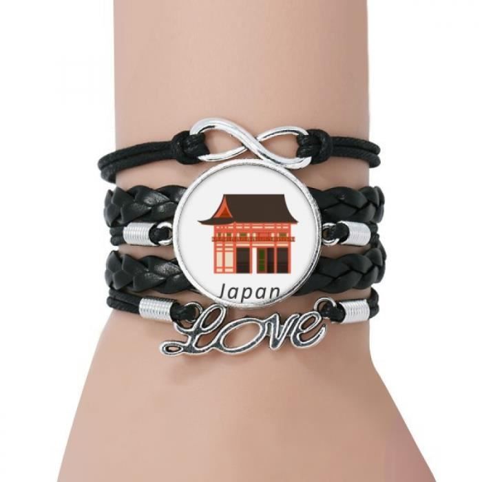 Maison De La Culture Traditionnelle Japonaise La Corde Tordue De Cuir Noir Bracelet Bracelet Love Polychrome Achat Vente Montre Cdiscount