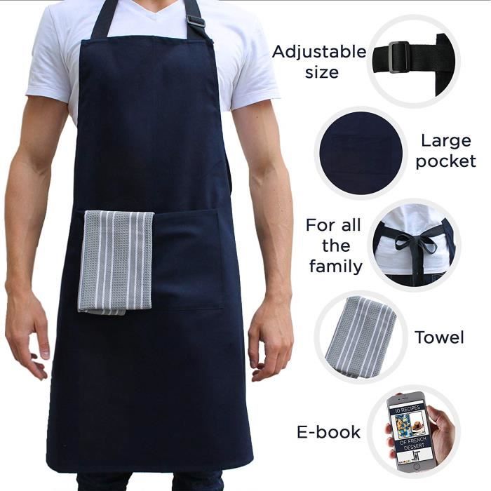 Toque Et Tablier Chocolat Lot De 4 Tabliers De Chef Noirs Pour Homme Et Femme Avec 2 Poches Table De Chevet Scandinave