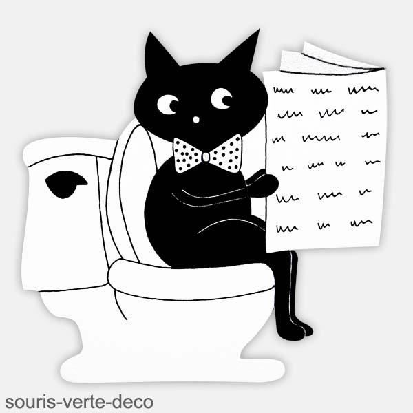 Plaque De Porte De Toilettes Humoristique Chat Noir Panneau De