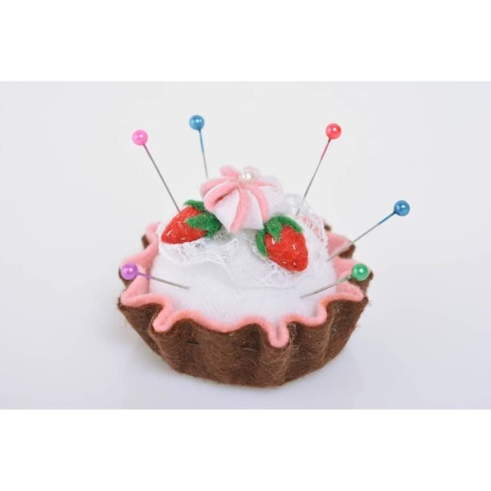 Pique Aiguilles Gateau A La Fraise Rond Fait Main En Feutre Cadeau Original Cdiscount Beaux Arts Et Loisirs Creatifs