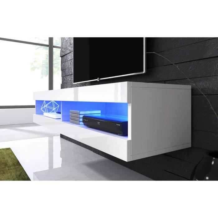 meuble suspendu tv blanc