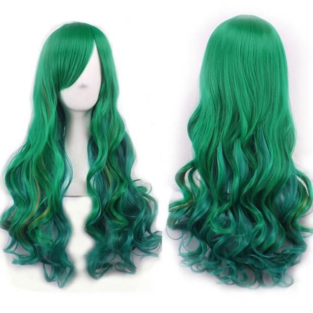 perruque femme verte