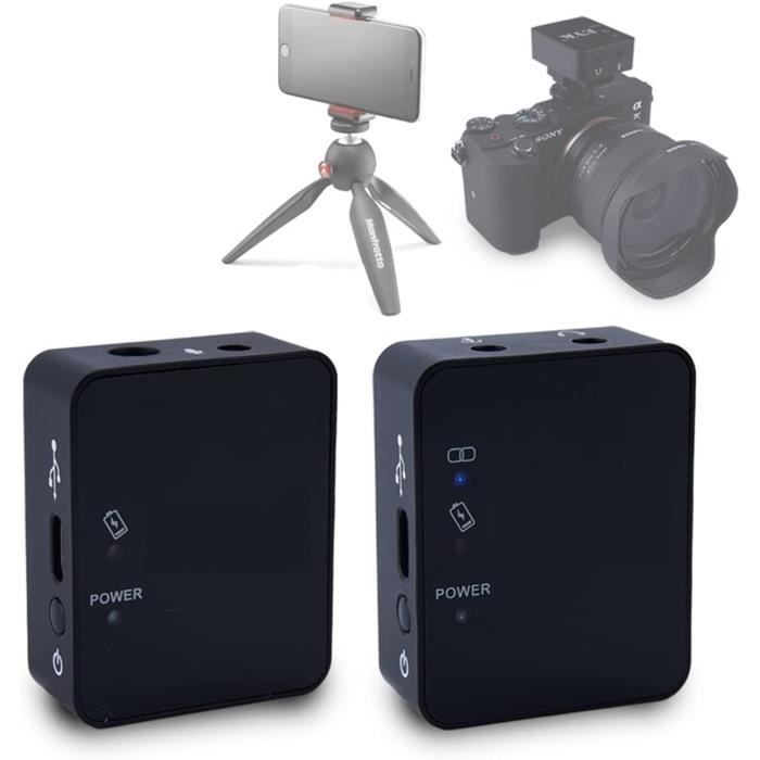 Micro Cravate Sans Fil 2.4 GHz - Double Micro + Récepteur, Compatibilité IPhone/Android/PC, Réduction Bruit - 3