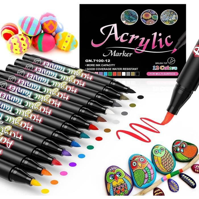 Patamiyar Feutre Acrylique, 72 Couleurs Marqueurs Peinture Acrylique