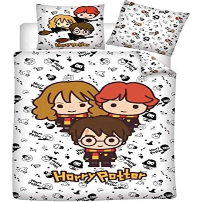 Harry Potter Parure de Lit 3 Pièces - Housse de Couette 140x200 cm Taie d' oreiller Drap-Housse