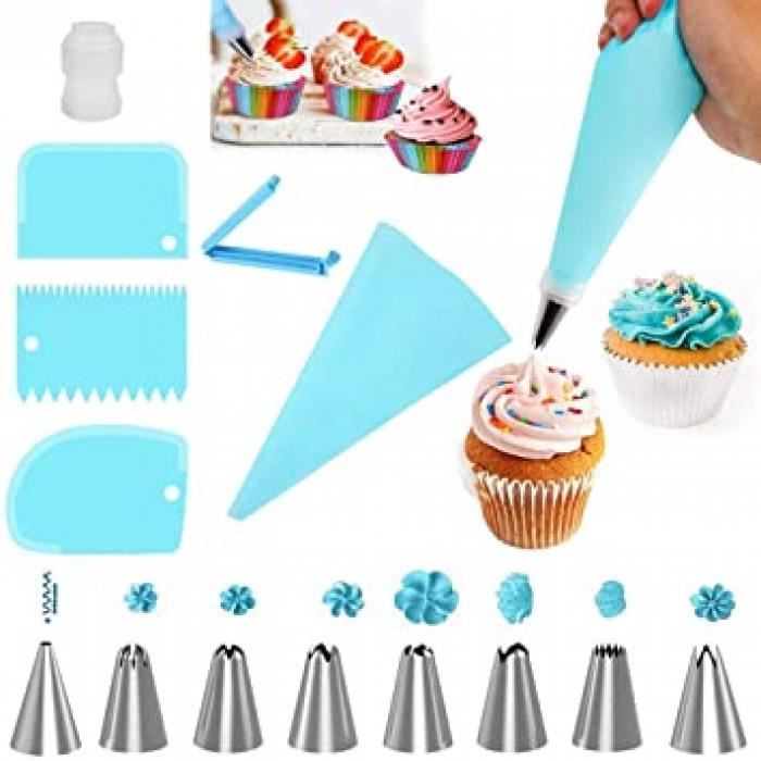 Douille Patisserie Set 6 pièces,Douilles à Pâtisserie en Acier Inoxydable,1 Poches à Douille en Silicone Réutilisable pour Décoration de Cupcake et Muffins Gâteaux Douille Patisserie Set 6 pièces,Douilles à Pâtisserie en Acier Inoxydable,1 Poches à Douille en Silicone Réutilisable pour Décoration de Cupcake et Muffins Gâteaux