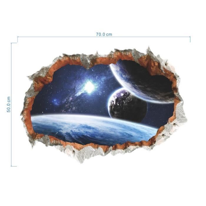 Autocollants Muraux Planètes Et Astronautes - Lot De 2 Stickers PVC Pour Chambre Enfant (47x33 Cm Et 96x30 Cm)