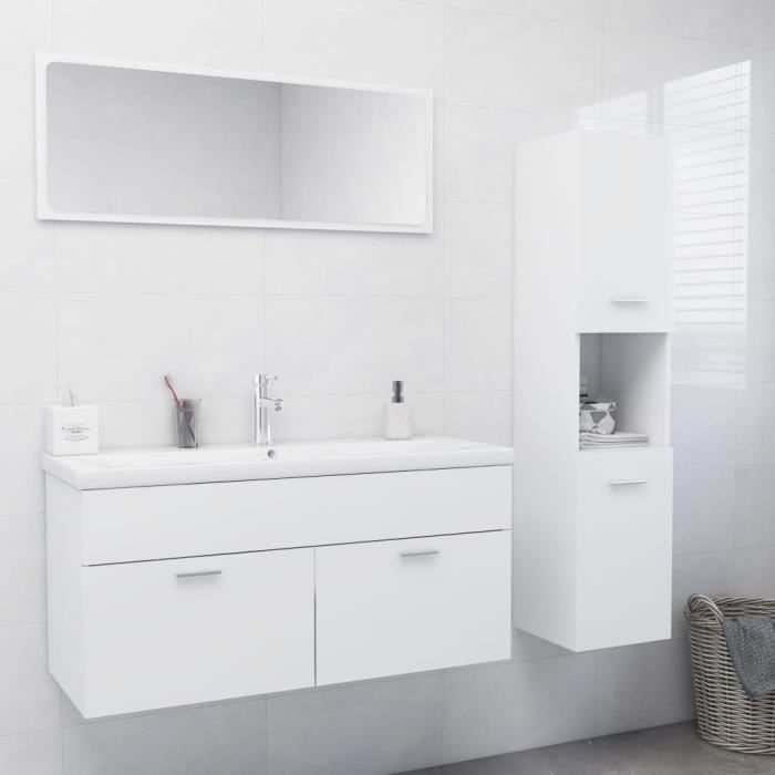 armoire de salle de bain jill - fr3280 - blanc - contemporain - design - a suspendre