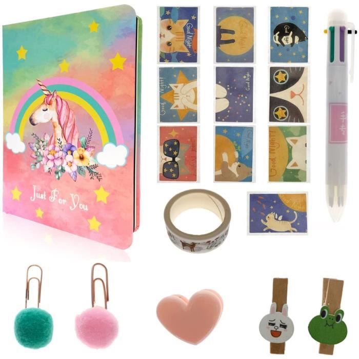 Licorne Journal Intime Fille En Peluche Avec Clé Et Cadenas, Set De A5