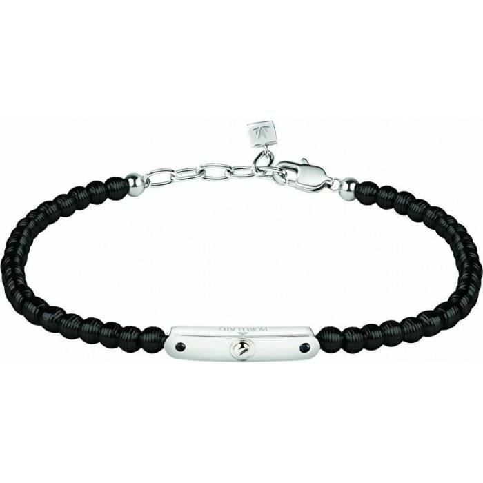 Bracelet Homme MORELLATO En Cuir Tressé Avec Diamants Et Métal - 19 Cm - Occasion Bon état
