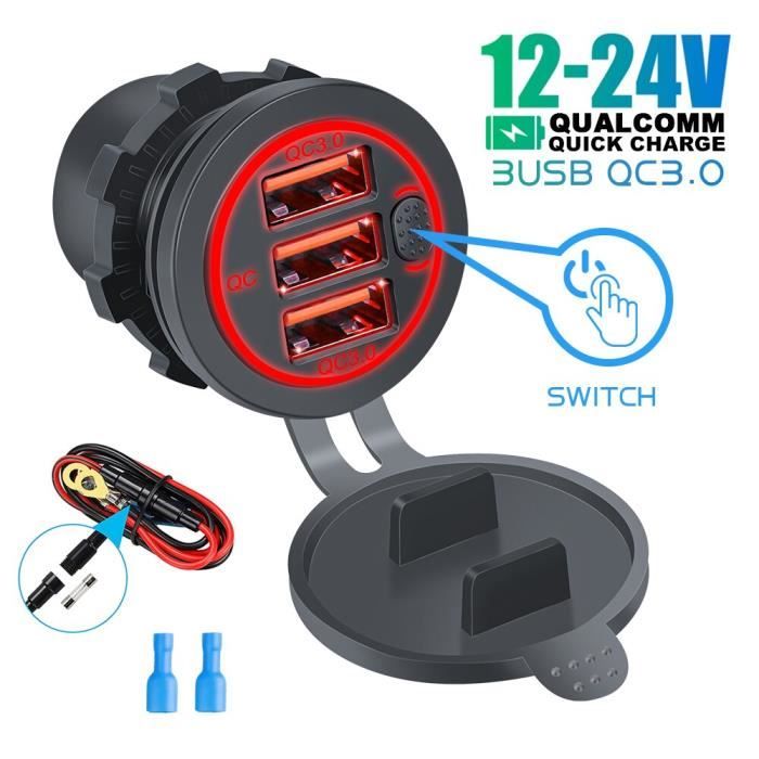 Chargeur Voiture Thlevel 45W PD USB-C + 18W QC3.0 + Prise Allume-cigare - Voltmètre LED - 12V/24V