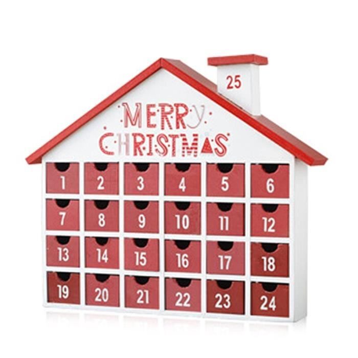 Calendrier De L'Avent Château En Bois LED Et Musique – 24 Tiroirs Lumineux Pour Cadeaux De Noël, Compte à Rebours Magique Et Réutilisable