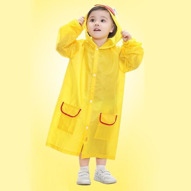 Coupe-vent Imperméable Enfant Avec Capuche Et Sac Intégré – Motifs Animaux Amusants – Protection Pluie Et Vent