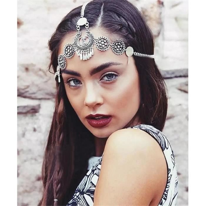 Chaîne De Tête Strass Argent Forme Larme - Accessoire Cheveux Brillant Pour Mariage, Fête, Soirée Ou Style Boho Quotidien