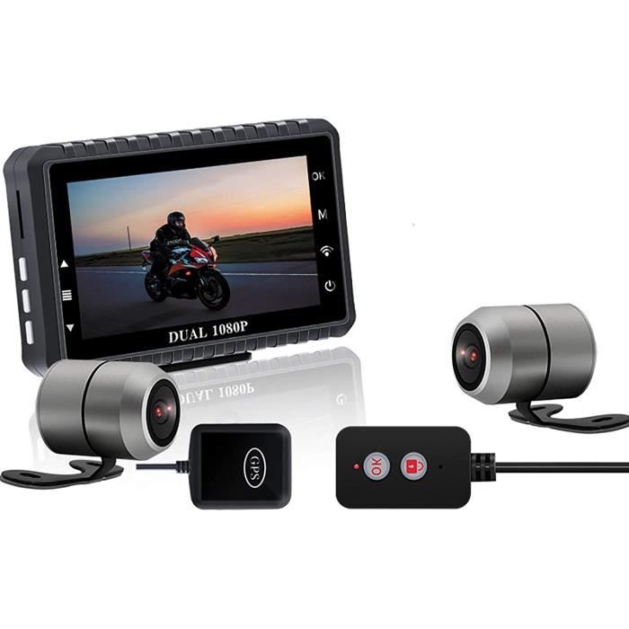 Caméra de Moto Dashcam, 1080p 30fps à Double Angle à Double Angle de