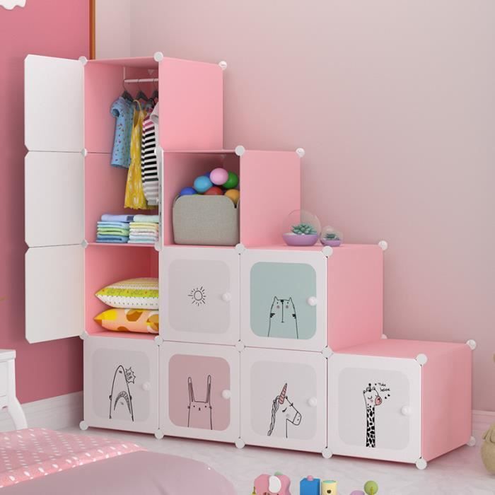 Armoire Pour Enfants Plastique Assembler La Garde Robe Simple De Dessin Anime Armoire De Vetement De Rangement 10 Casiers Meuble Achat Vente Armoire De Chambre Armoire Pour Enfants Soldes Sur