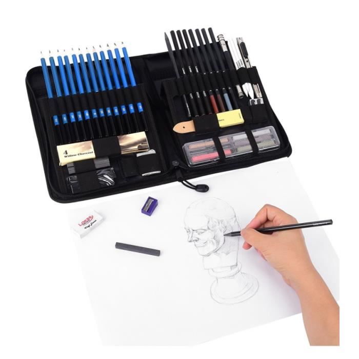 48pcs Ensemble de crayons de dessin de croquis Kit de dessin professionnel  outils de dessins d'art de gomme à charbon - Cdiscount Beaux-Arts et  Loisirs créatifs