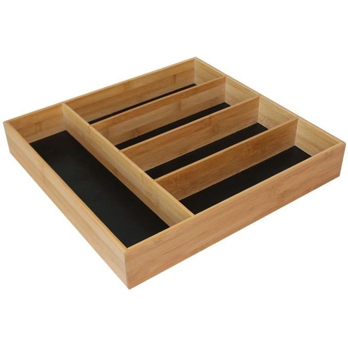 BAKAJI Range-Couverts pour tiroir 37 x 31 x 5 cm Bamboo Naturale :  : Cuisine et Maison