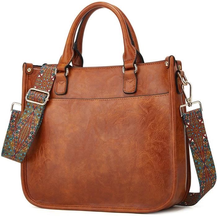 Sac à Main Imitation Cuir Brun - Bandoulière - Taille Moyen - Occasion