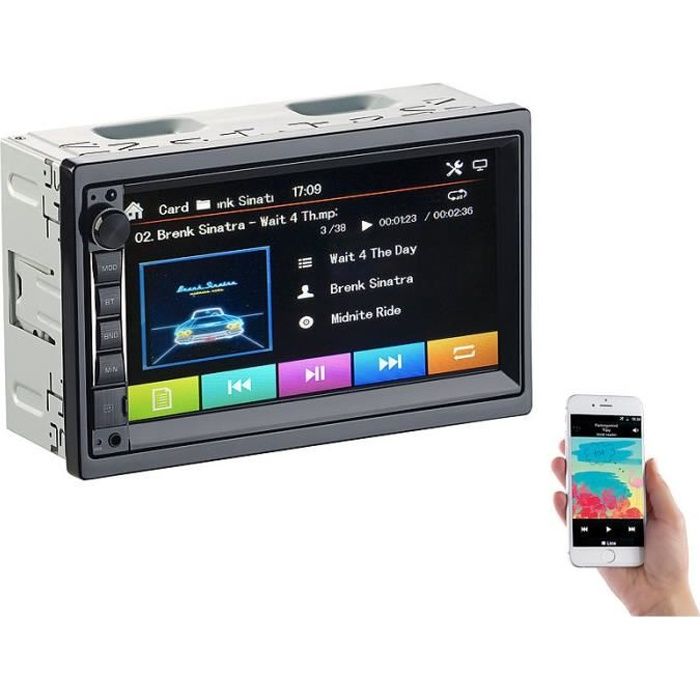 CreaSono Autoradio 2&nbsp;DIN tactile avec lecteur MP3, bluetooth&nbsp;et mains libres CAS-4445.bt