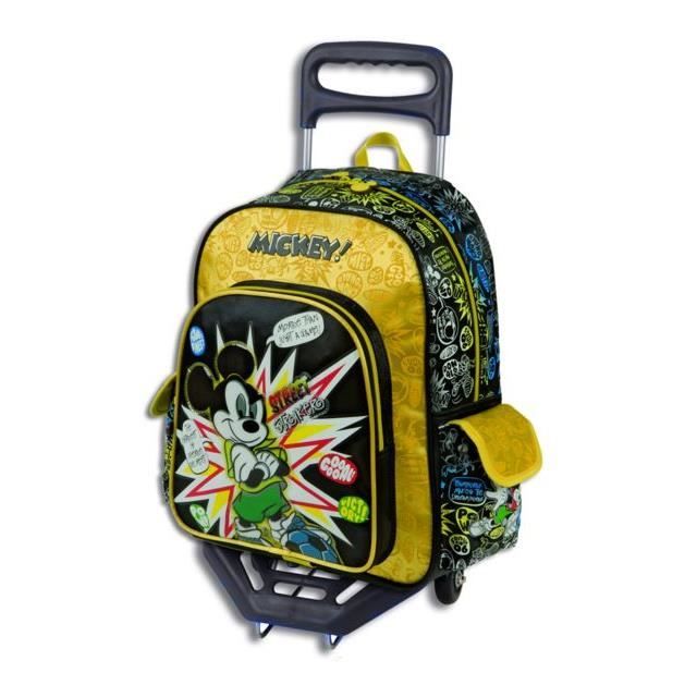 MICKEY DISNEY - Cartable ?� roulettes GOLD trolley Noir - Cdiscount