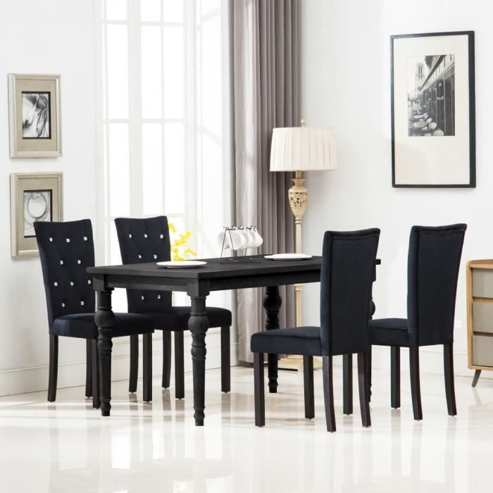famirosa chaises de salle à manger 4 pcs noir velours -487