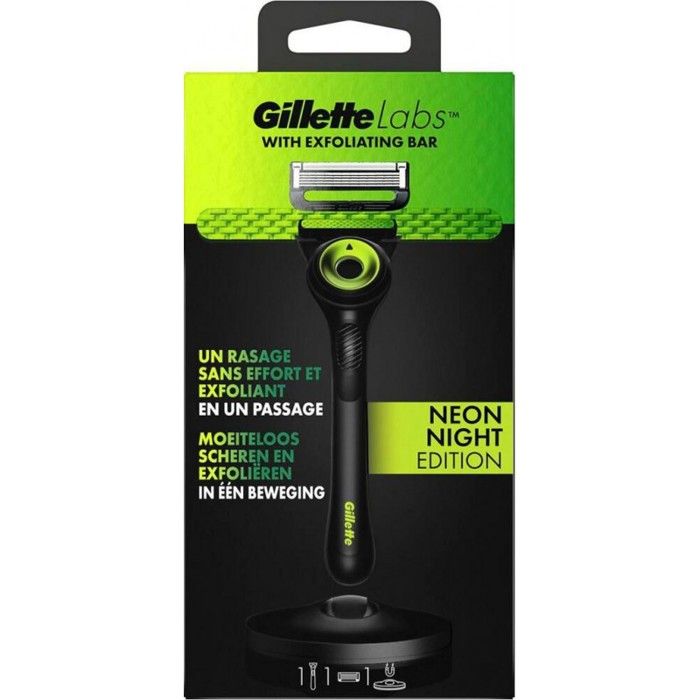 Rasoir Labs Neon Night Edition Avec Barre Exfoliante Et Chargeur Gillette La Boîte - vue 5