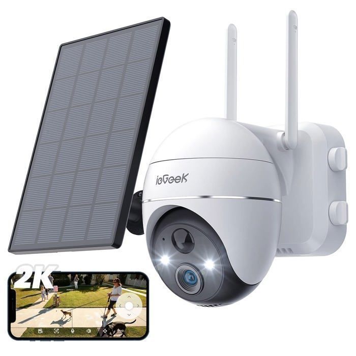 Caméra De Surveillance IeGeek 2K 4G LTE – Extérieur Sans Fil, Solaire, PIR, PTZ, Vision Nocturne (Neuve)