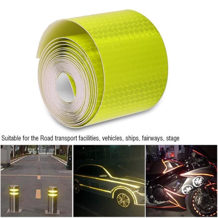 IFCOW®5cmx3m autocollant de rouleau de bande réfléchissante adhésive de  sécurité pour les vélos de voitures de remorques-jaune - Cdiscount Bricolage
