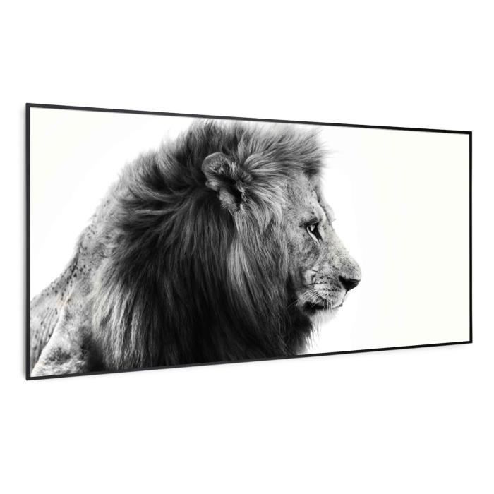 Comparer les prix de Radiateur infrarouge Klarstein Wonderwall Air Art Smart - Connecté - Motif : Lion cadre noir - 60 x 120cm - 700W